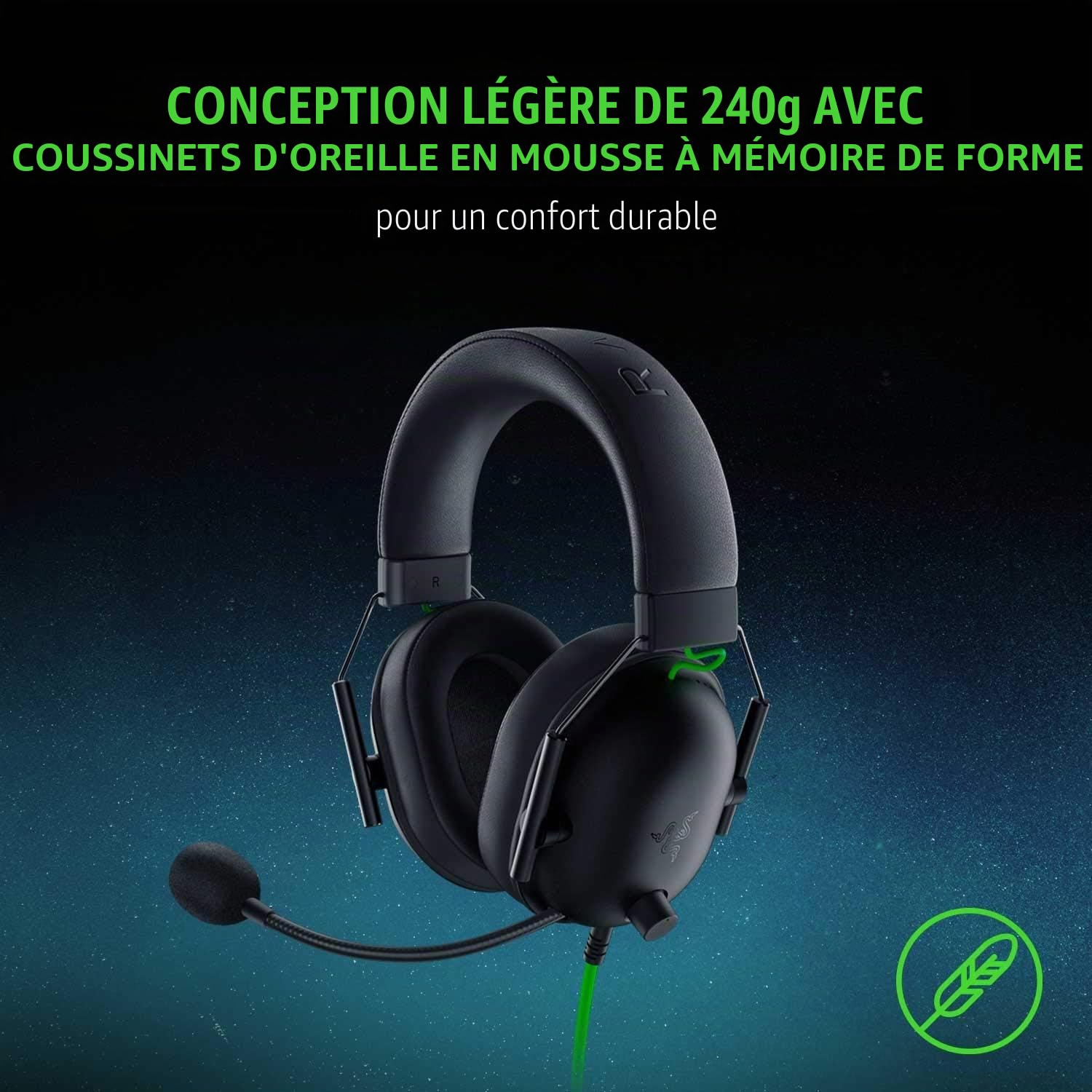 Razer BlackShark V2 X Casque de jeu : son surround 7.1 – Pilotes de 50 mm – Coussin en mousse à mémoire de forme – PC, PS4, PS5, Nintendo Switch, Xbox One, Xbox Series X et S, mobile – Prise audio 3,5