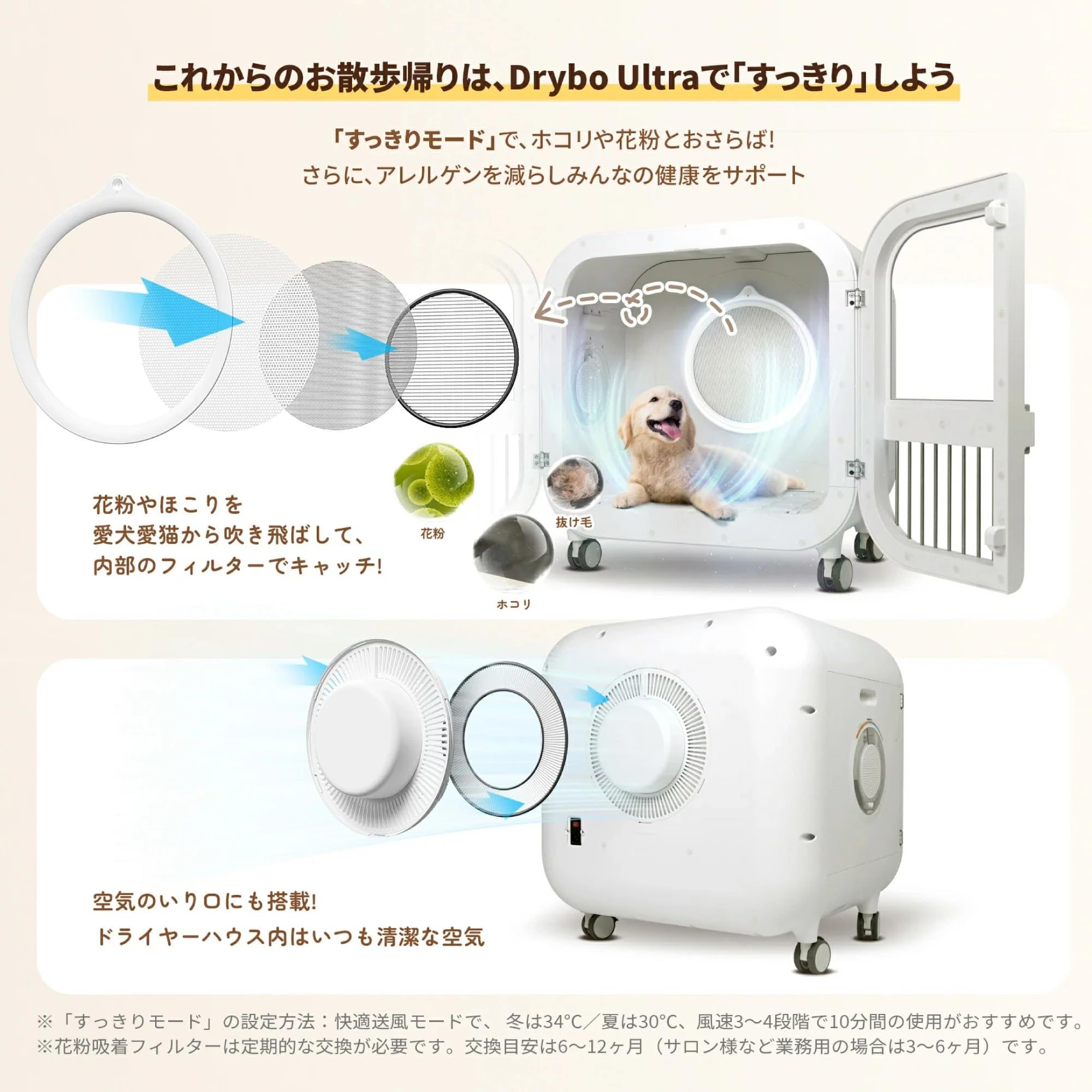 rnpet ペット用ドライヤー PD135 業界初の135L】ペットドライヤーハウス Drybo Ultra 20kgまでの中小型