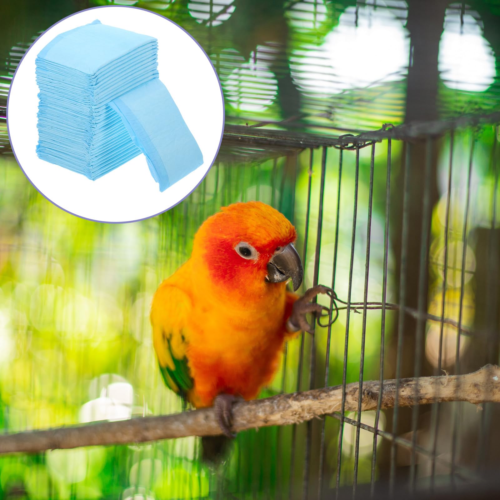 DOITOOL 100 Stück Wasserabweisende Vogelkäfigeinlagen aus Vliesstoff zur Einfachen Reinigung und Feuchtigkeitsaufnahme für Wellensittich und Papageienkäfige