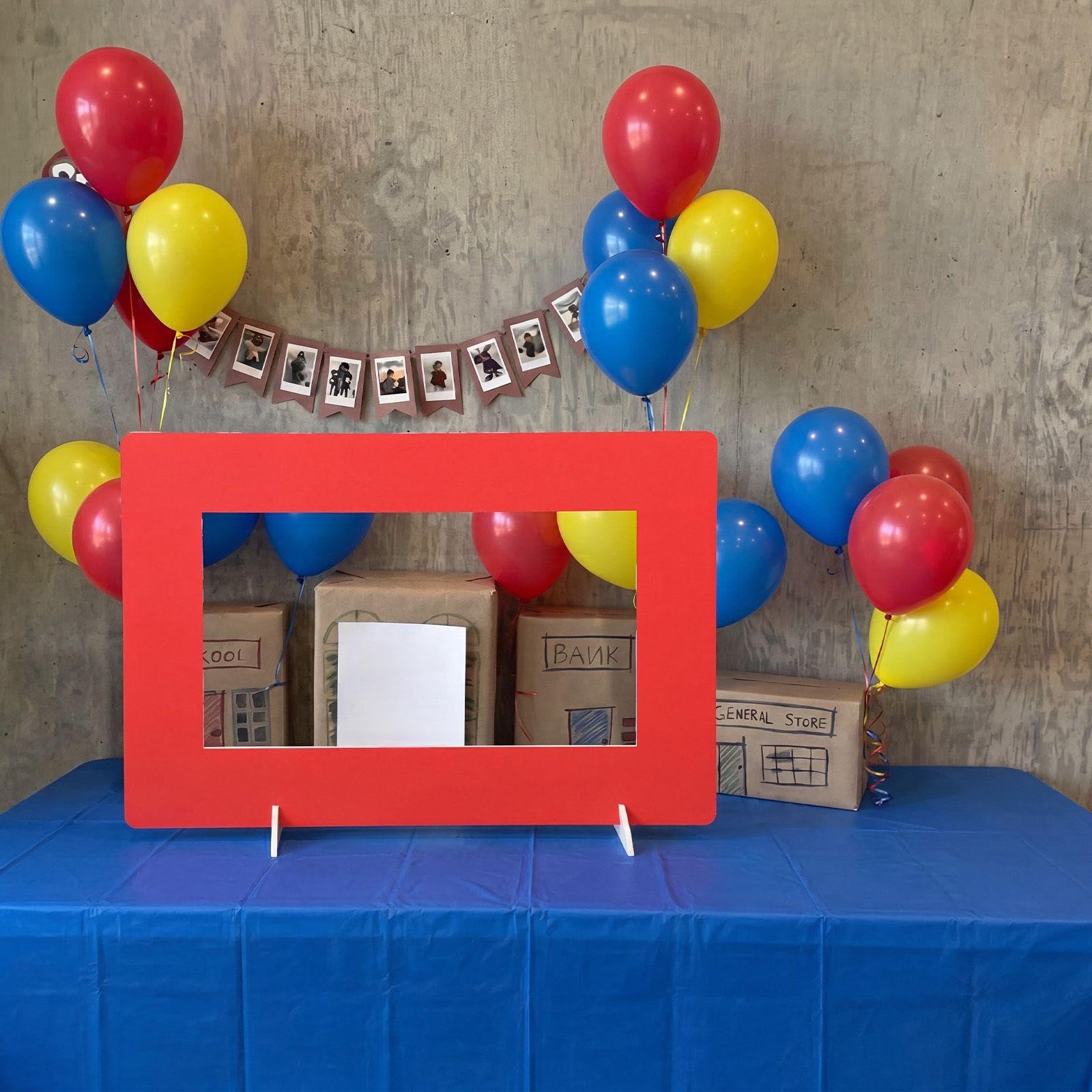 Cartoon Story Decorazione per feste di compleanno Grande Photo Booth Puntelli Decor 24 '' x 16 '' Cornice Rossa Cornice per Foto di Compleanno per Amici Scuola Aula Forniture per Feste