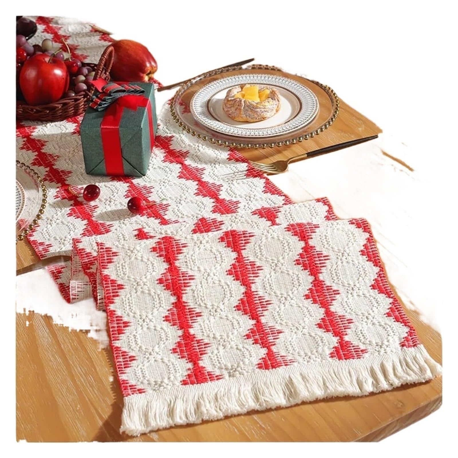Chemin de table en coton pour repas de famille et décoration de table de salle à manger