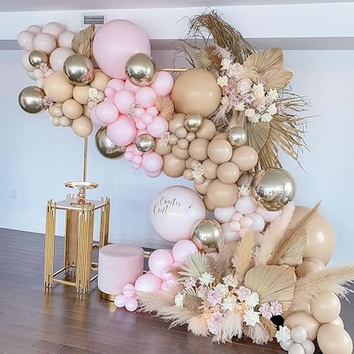 Miniatura 5 de Globos Beige Nude Doble Relleno Globos Marrón Tostado Guirnalda Diferentes Tamaños Globos de Látex Albaricoque Kit de Arco para Baby Shower Neutral