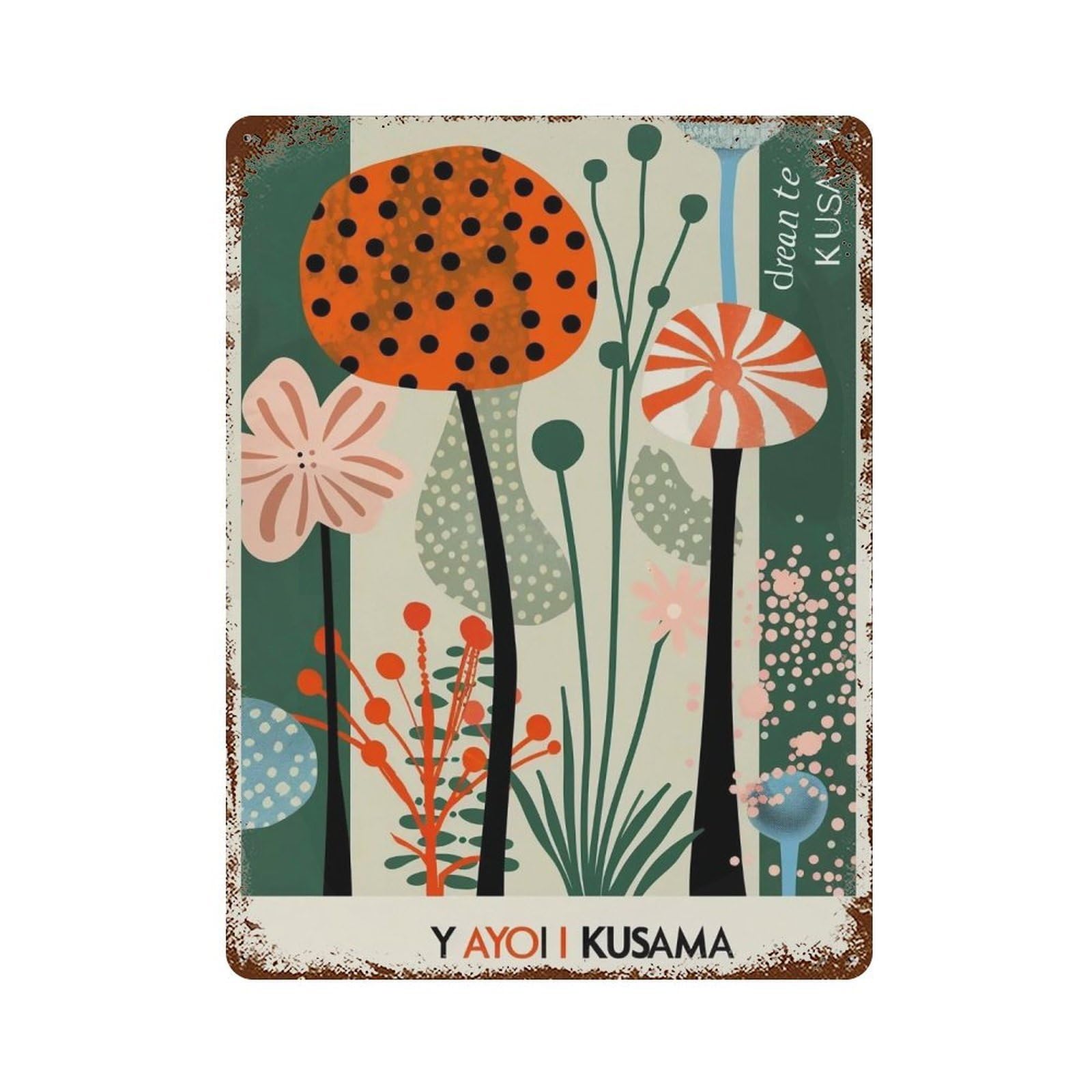 YHGERTKU Kusama’s Dream Forest 01 Wall Art Retro Iron Vintage Metal Tin Sign Poster Modern Decor for Living Rooms Gift 40x30cm