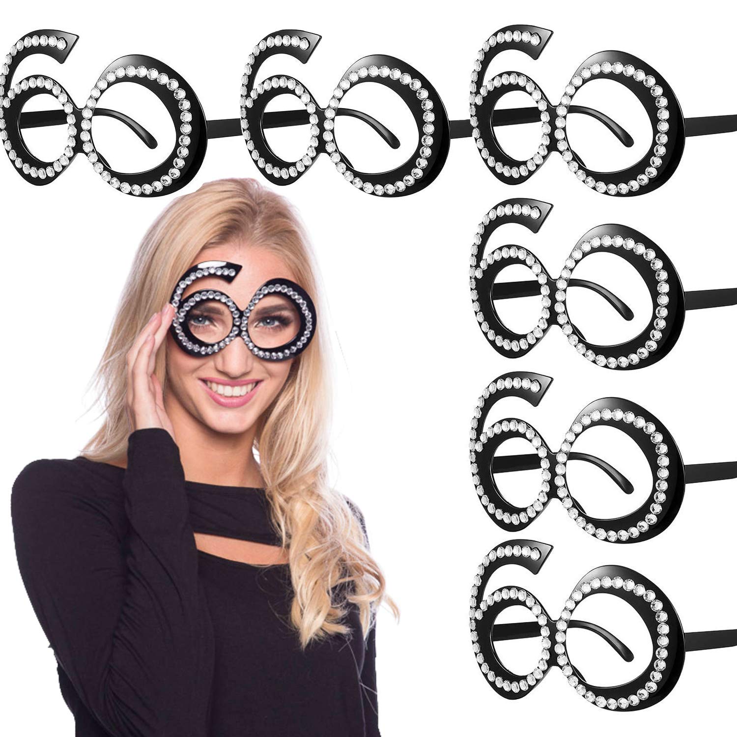 60th Birthday Decorations 60th Birthday Glasses Number Crystal
