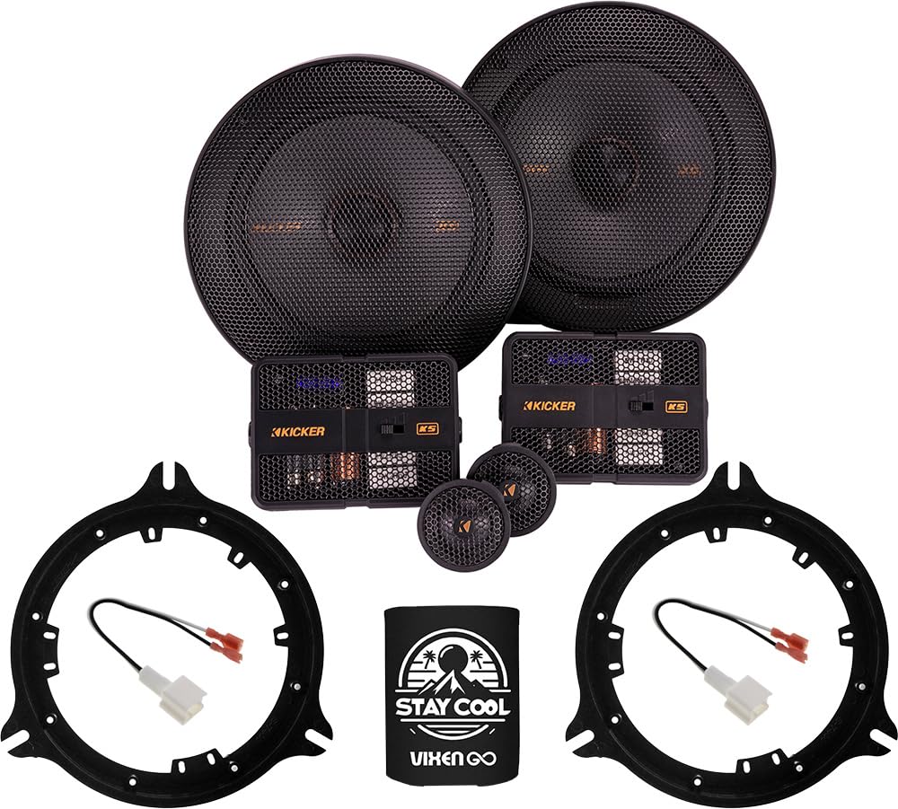 KICKER Speakers 6.5 inch for Nissan Murano 2009-2024 Upgrade Kit - Pair of CS Series with Adapters and Harness, Component 6 1/2 Car Audio Front or Rear Door Speaker KSS6504, 51KSS6504