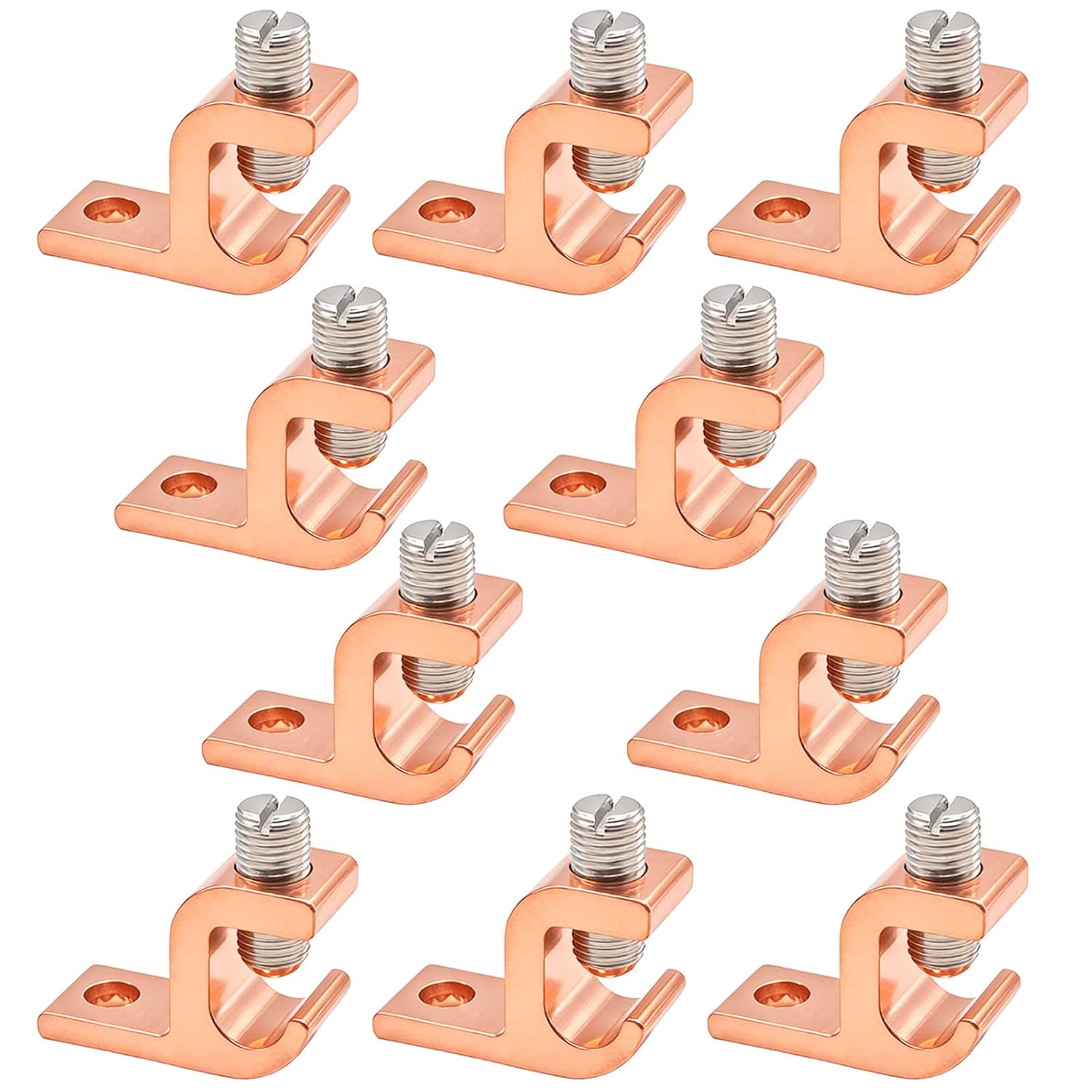 Copper-Aluminium Alloy Clad Technology Lay in Connector, Swimming Pool Bonding Grounding Lay-in Lug (10PCS, Thicker Lay-in-Lug1/0-14awg)
