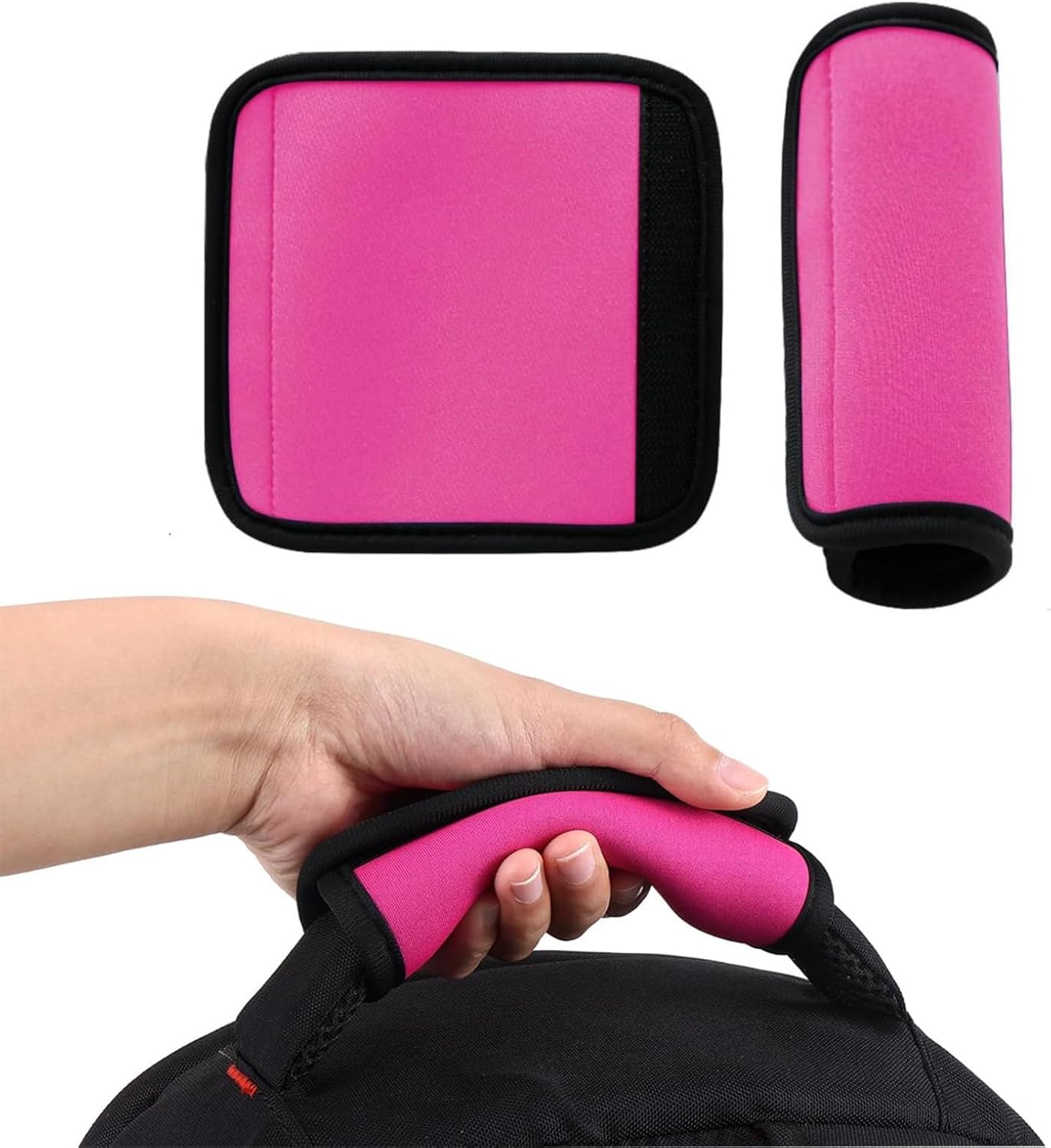 2Pcs Luggage Handle Wraps,Pink Comfort Soft Suitcase Handle Replacement Luggage Covers Identifier Strap for Suitcases Tag Wraps Travel Accessories Striking Color Waterproof Anti-Friction Neoprene Bag