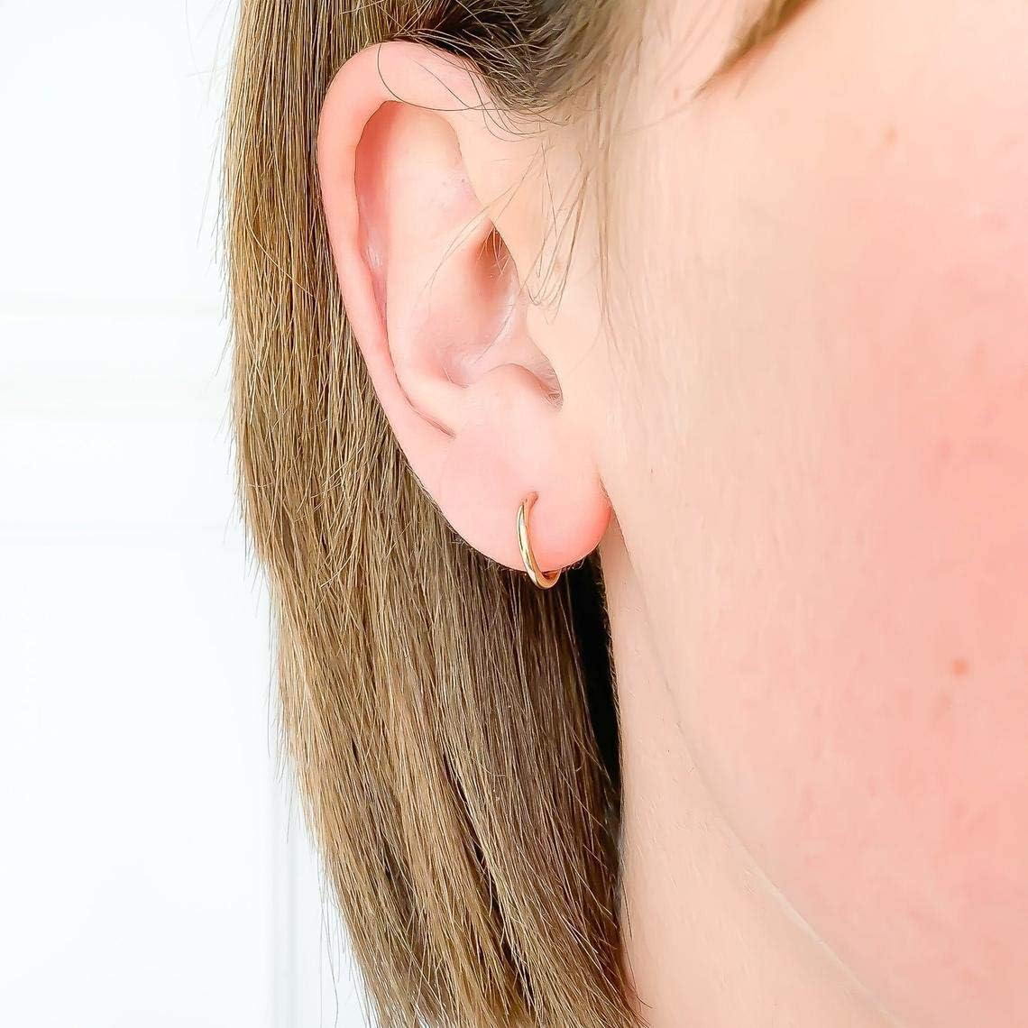 Sterling Silver Hoop Earrings, 925 Sterling Silver, 12mm, 16ga, Hoop Earrings for Women, Silver Hoops Hypoallergenic, Post Huggie Hoop Earrings, Silver Hoop for Men