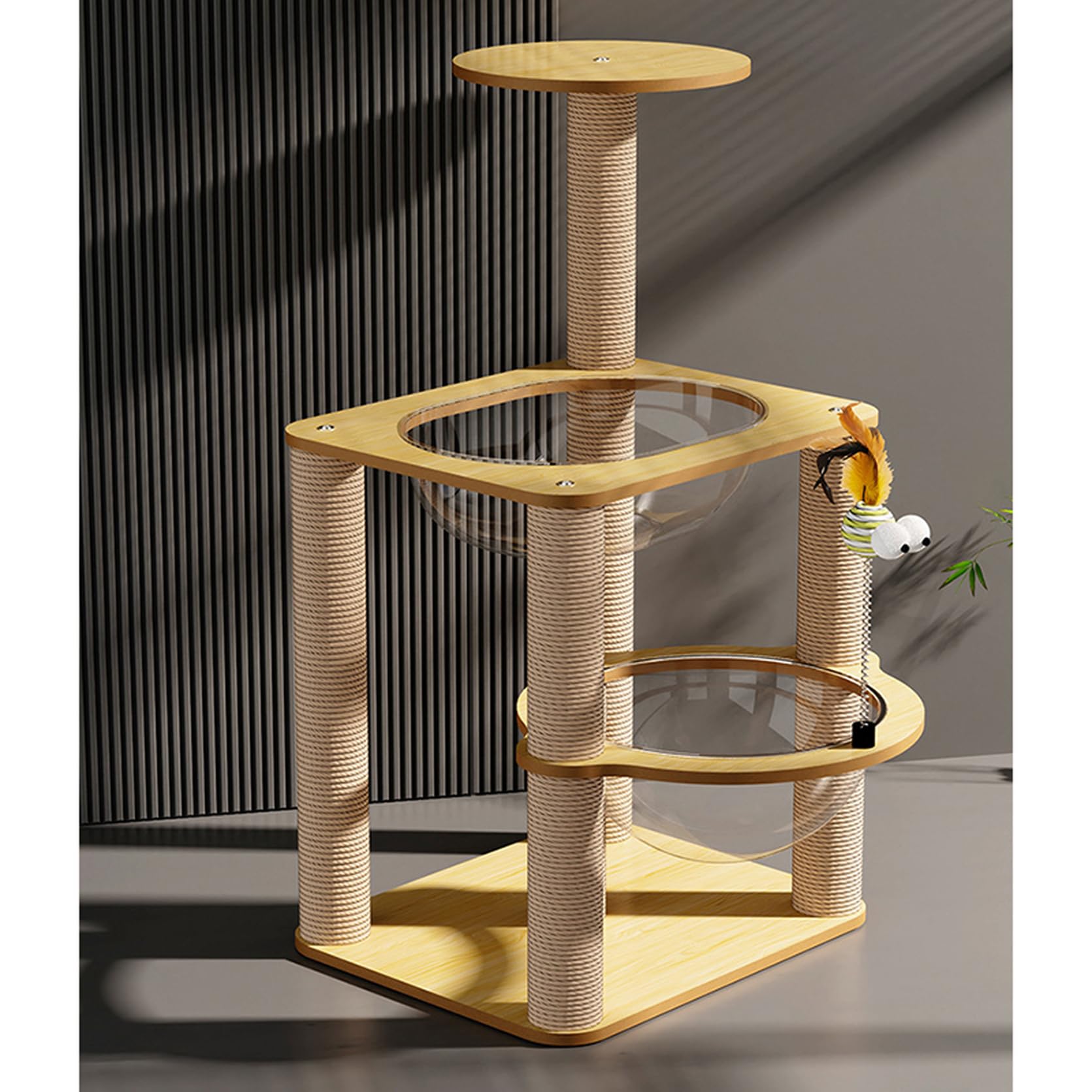 162cm キャットタワー 据え置き型 透明ボウル 爪とぎポール 多頭飼育対応 Amazon | クリアボウル キャットタワー 宇宙船 短足猫 滑り止め シニア