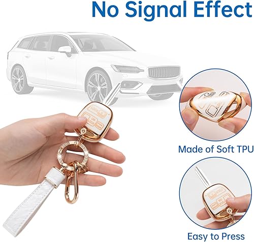 Miniatura 46 de Funda para llavero Cadillac con llavero Cadillac, funda compatible con Cadillac Escalade CTS SRX XT5 ATS CT6 5 botones Smart Key Protector Holder