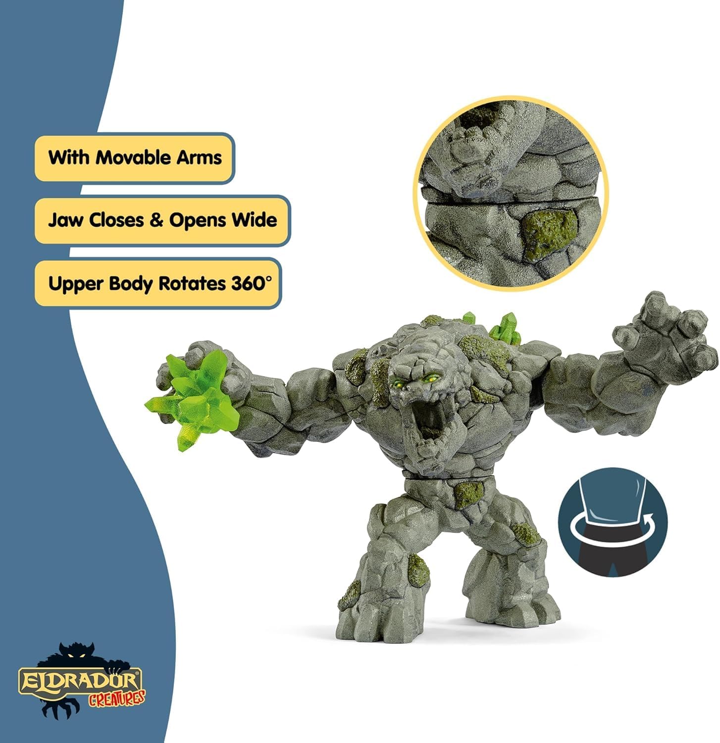 Schleich Eldrador Creatures - 8" Stone Monster Toy with Crystal Set - Cool Movable Monster Action Figure for Boys and Girls - Fantasy Giant Rock Beast Figurine - Fun Scary Toys - Kids Ages 7+ | 70141