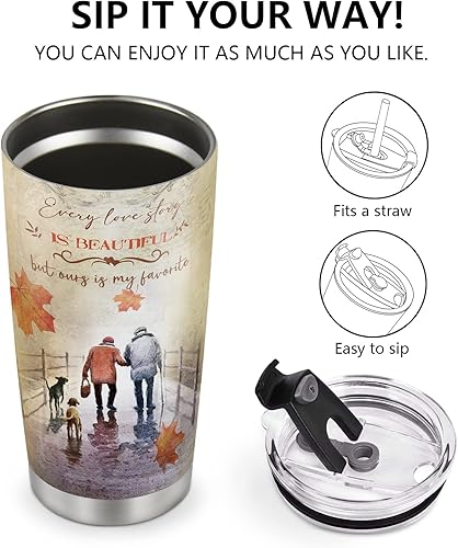 Miniatura 5 de Jekeno Taza de regalo para ella, él, mujeres, hombres, aniversario, cumpleaños, Navidad, regalos románticos para el hogar, oficina, coche, 20 onzas,