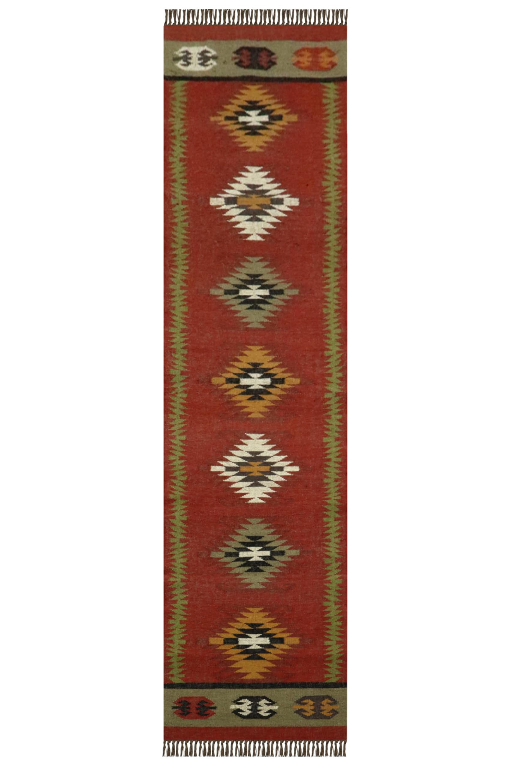 Tapis de couloir réversible 6 x 183 cm en laine et jute tissé à la main – Tapis à tissage plat pour maison et foyer, couloir, escalier