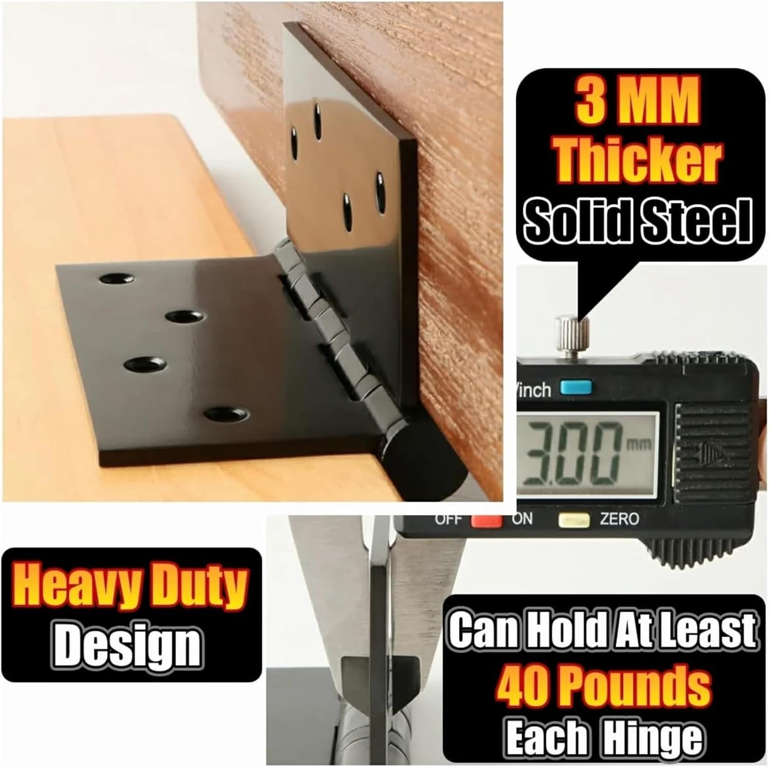 Adjustable Hinges Door Closing Hinges Matte Black Door Hinges 4x4 Inch Square Corner Gate Heavy Duty Stainless Steel