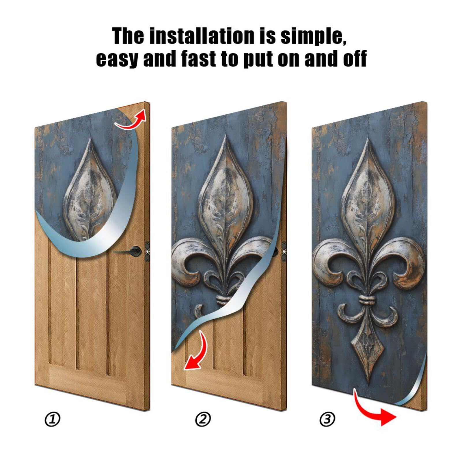 FLildon Mardi Gras Fleur De Lis Door Cover Decoration, Party Accessory Porch Decor for Festive Ornament Room Door Covers 35 x 79 Inch