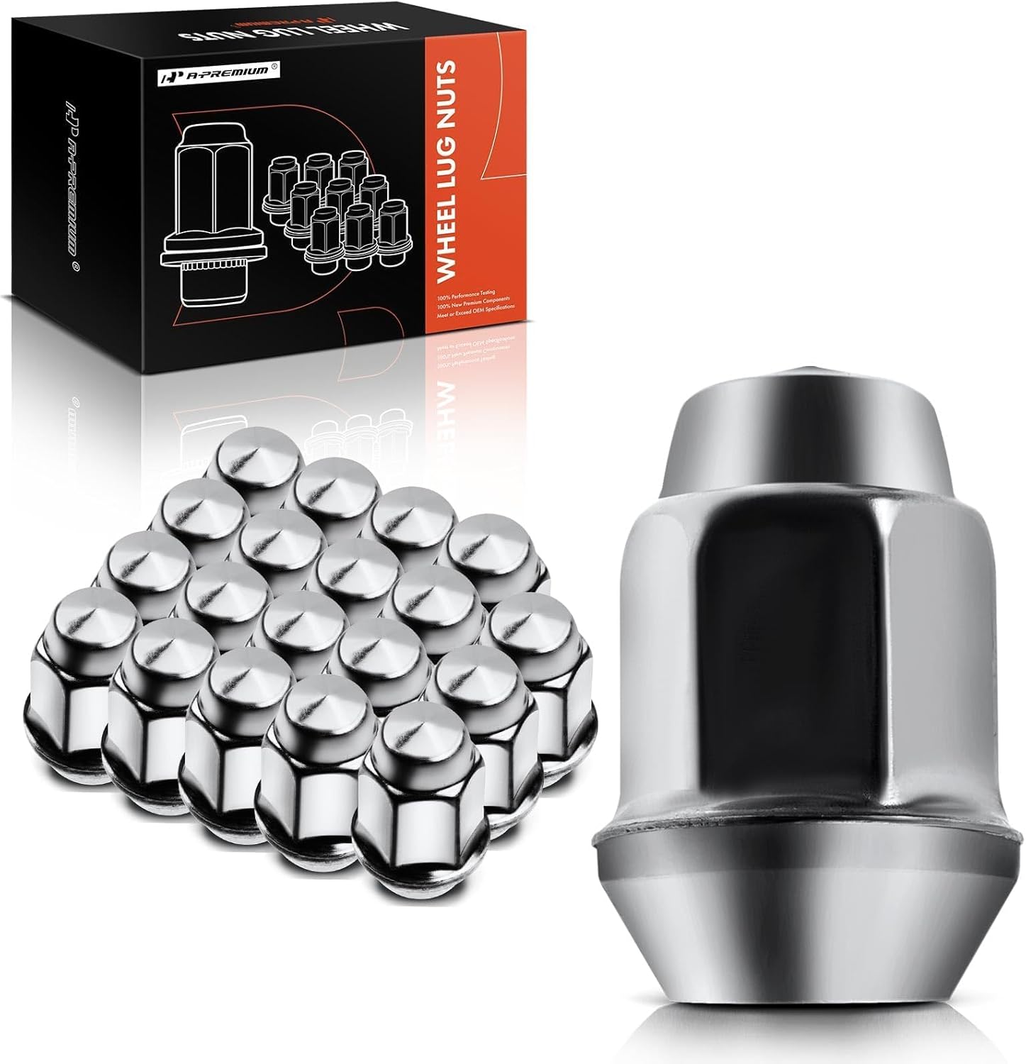 A-Premium M12-1.50 Wheel Lug Nuts Compatible with Chevrolet Equinox Malibu Impala Camaro HHR GMC Terrain Envoy Saab 9-7x Buick Front and Rear 20-PC Set