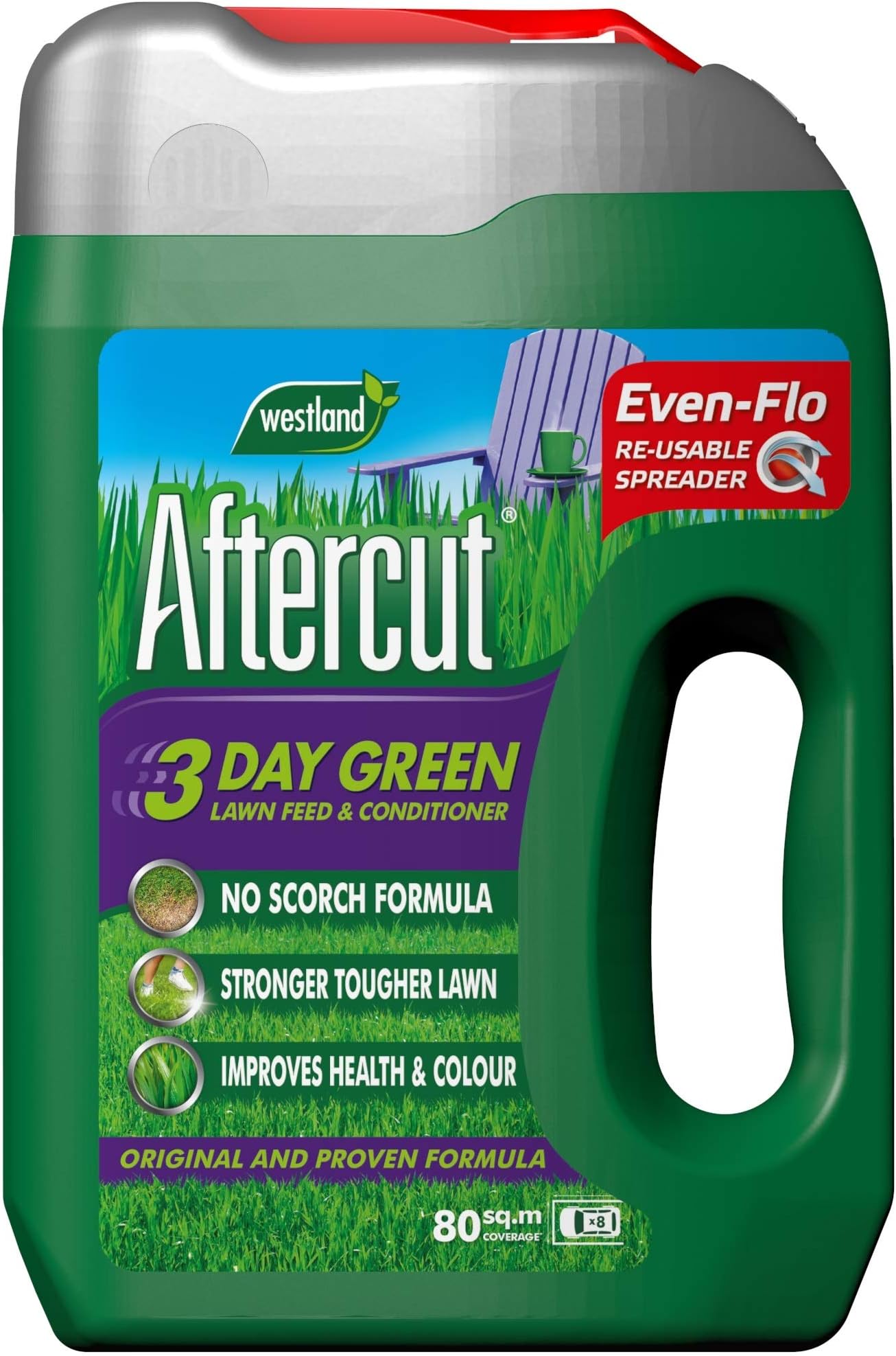 Aftercut 20400196 3 Day Green Lawn Feed and Conditioner Even-Flo Spreader, 80 m2, 2.8 kg