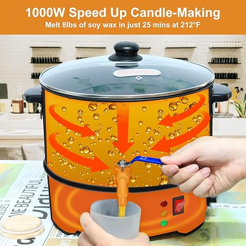 Miniatura 5 de Leerie Derretidor de cera de 8 cuartos  16 libras para hacer velas, olla eléctrica grande de cera L8, kit de fabricación de velas de cera de soja