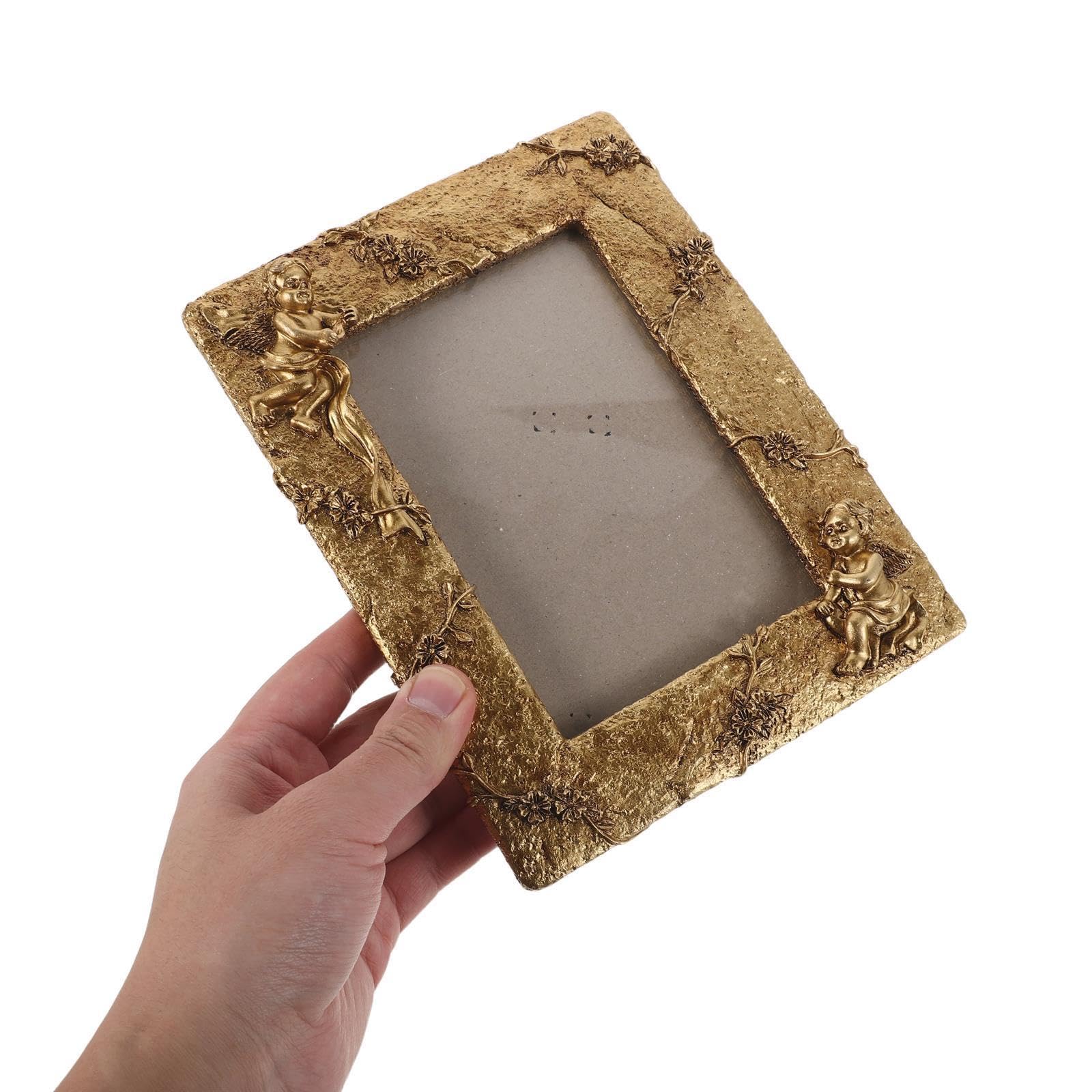 EXCEART Marco de Fotos Vintage Dorado de Resina para Pared, Rectangular