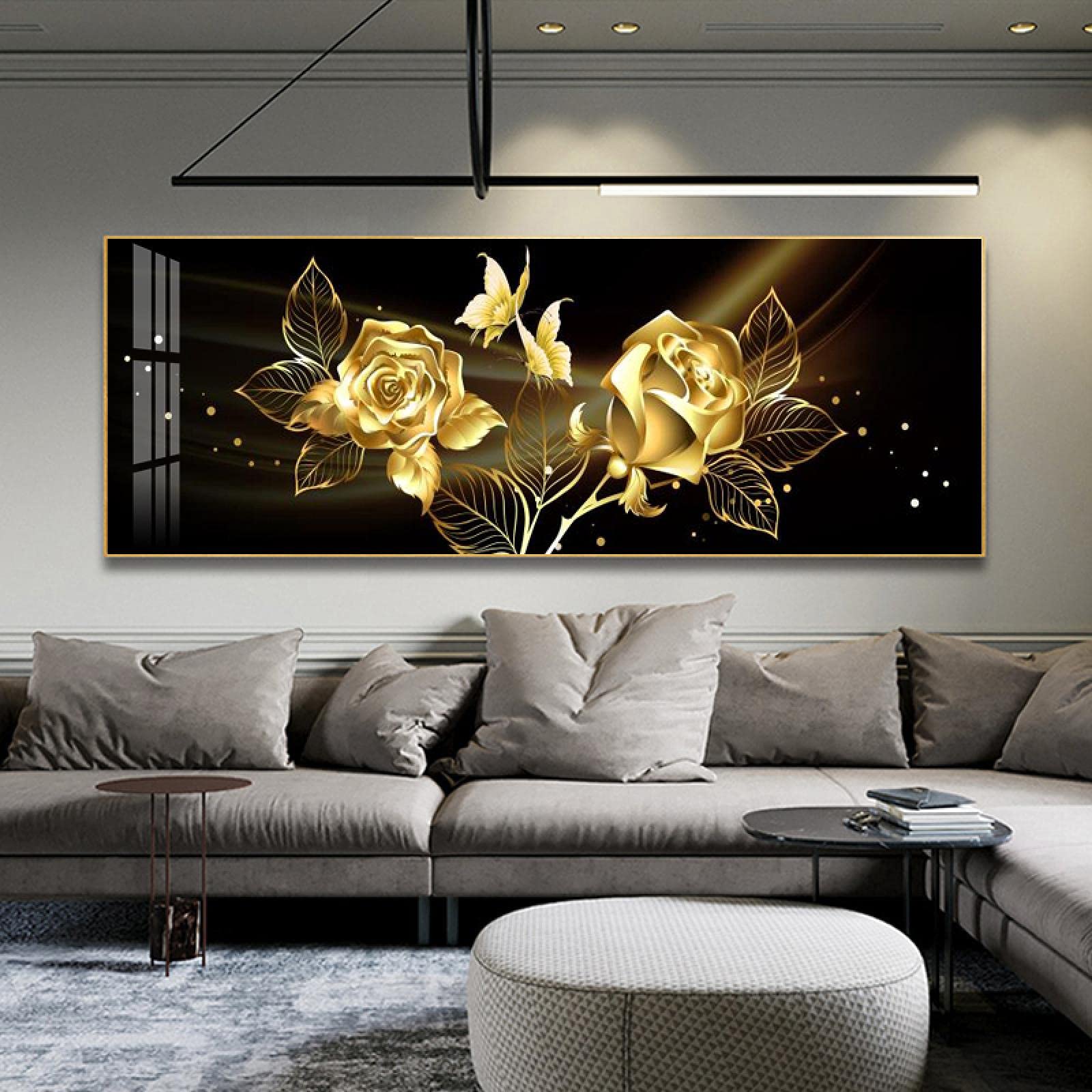 Art mural abstrait noir doré rose : rafraîchissez votre déco de chambre sans effort