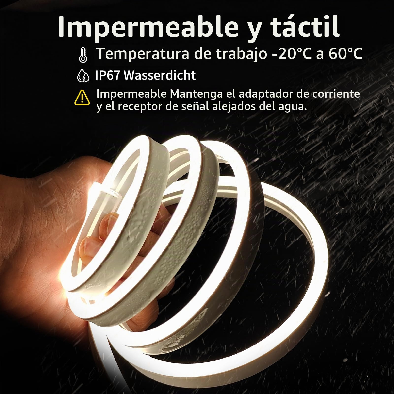 Tira LED Neon 16M Blanca Cálida 3000K-6500K Blanca Frío Tira Luz LED Regulable con Mando Distancia y Fuente Alimentación Luces de Cinta LED Flexible para Cocina, Dormitorio, 2 * 8M