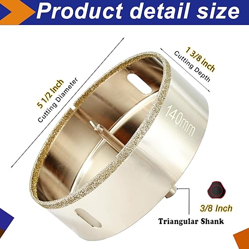 Vista 82 de Sierra perforadora de diamante de 3/4 pulgadas con broca piloto, brocas para azulejos de porcelana, granito, cerámica, mármol, vidrio, piedras