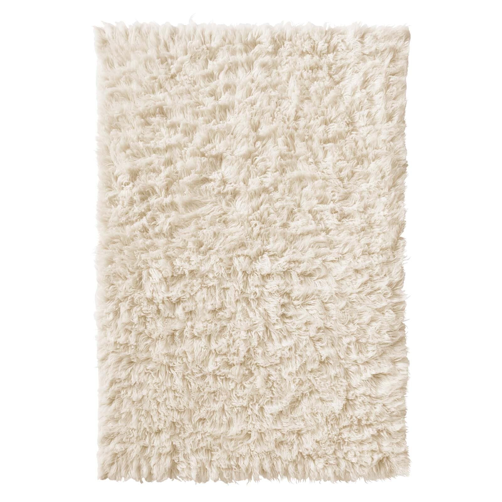 Taracarpet Teppich Wollteppich Flokati Diana aus Schurwolle, Schafwollteppich Hochflor Langflor fürs Wohnzimmer Schlafzimmer Esszimmer Weiss beige Creme 070x140 cm