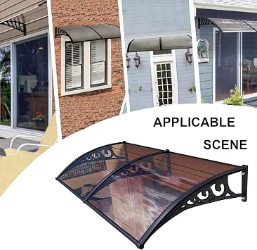 Awnings for Doors Door Awnings Exterior Window Awnings Exterior with Aluminum Bracket, Polycarbonate Window Door Awning Canopy for Sun Shutter, UV, Rain and Snow Protection(Blue,60x60cm/24x24in)