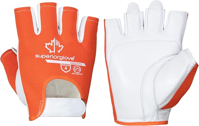 Superior VIBGHFV Vibrastop Goatskin Leather Palm Half-Finger Vibration-Dampening Glove, Work, Large (Pack of 1 Pair)