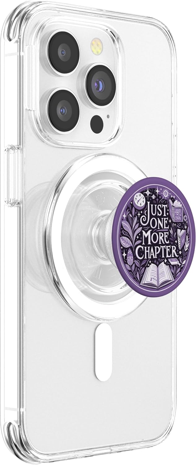Just One More Chapter Bookish Book Reading Botanical Purple PopSockets PopGrip for MagSafe