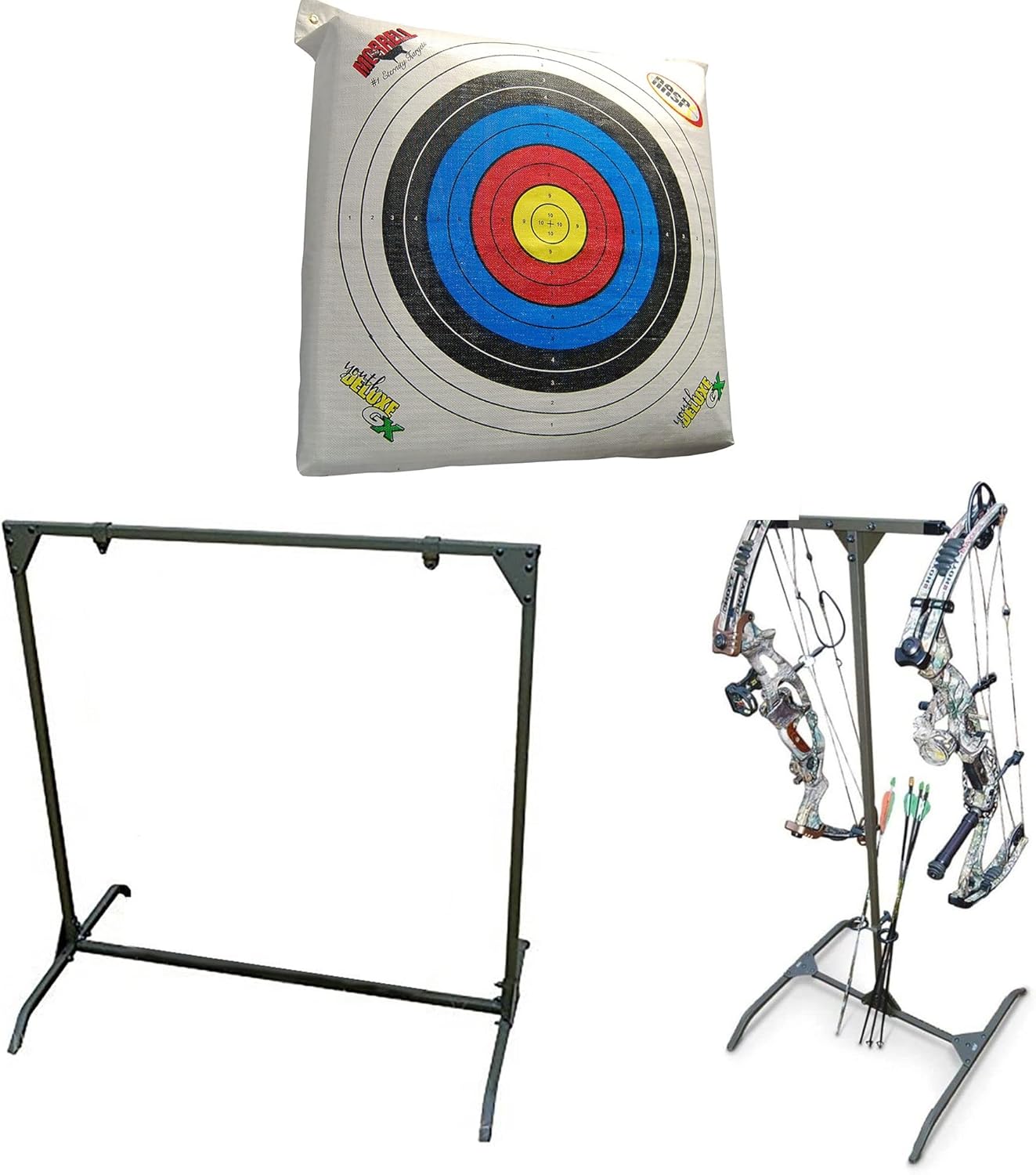 Morrell Weatherproof Youth Deluxe NASP Field Point Archery Bag Target with HME Products Bowhunting Range Practice Stand and Arrow Storage Hanger Rack