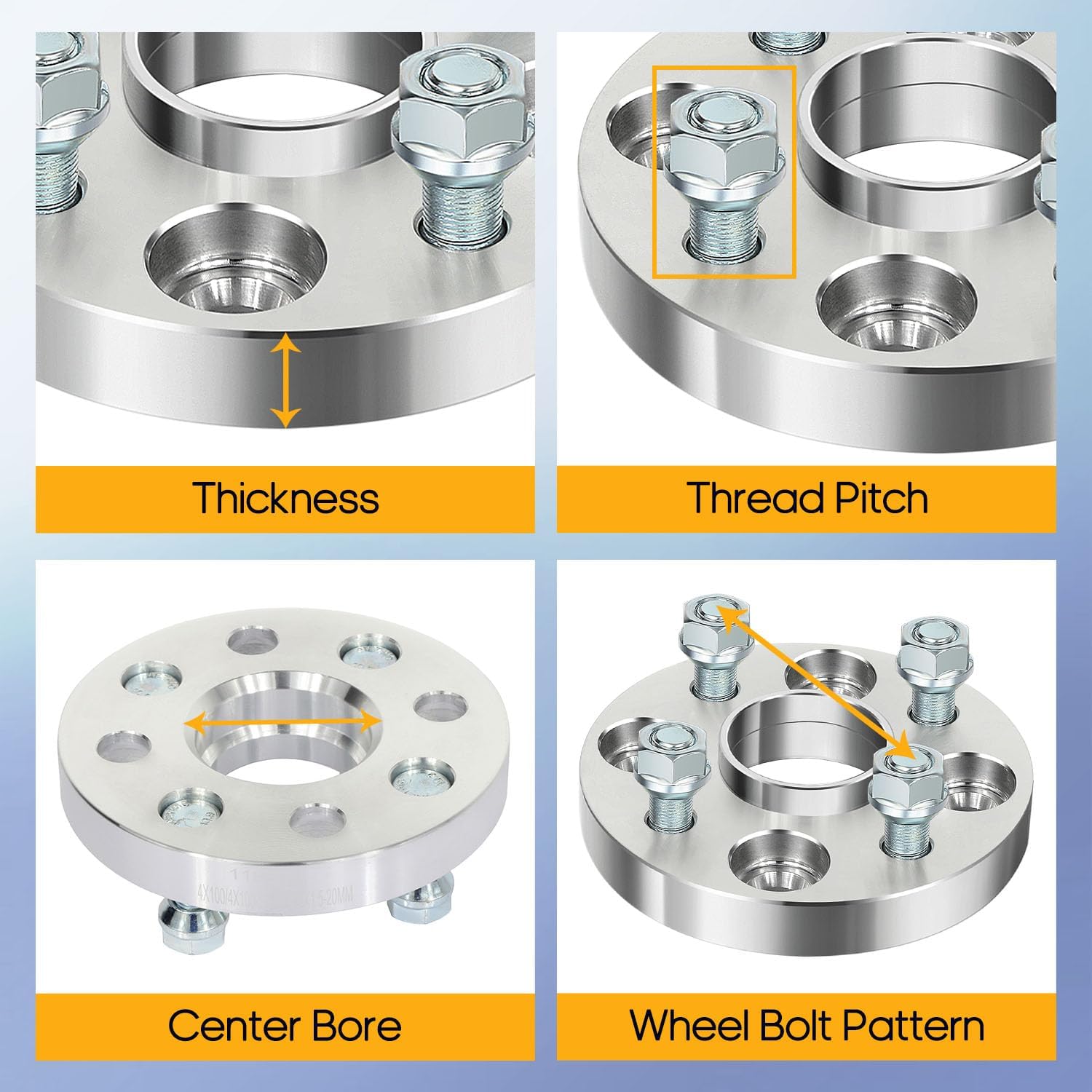 OCPTY 4x100 to 4x100 wheel spacers 20mm with 12x1.5 Studs 54.1mm fit for 2001-2018 for Rio wheel spacers 2007-2017 for Yaris wheel spacers 2PCS