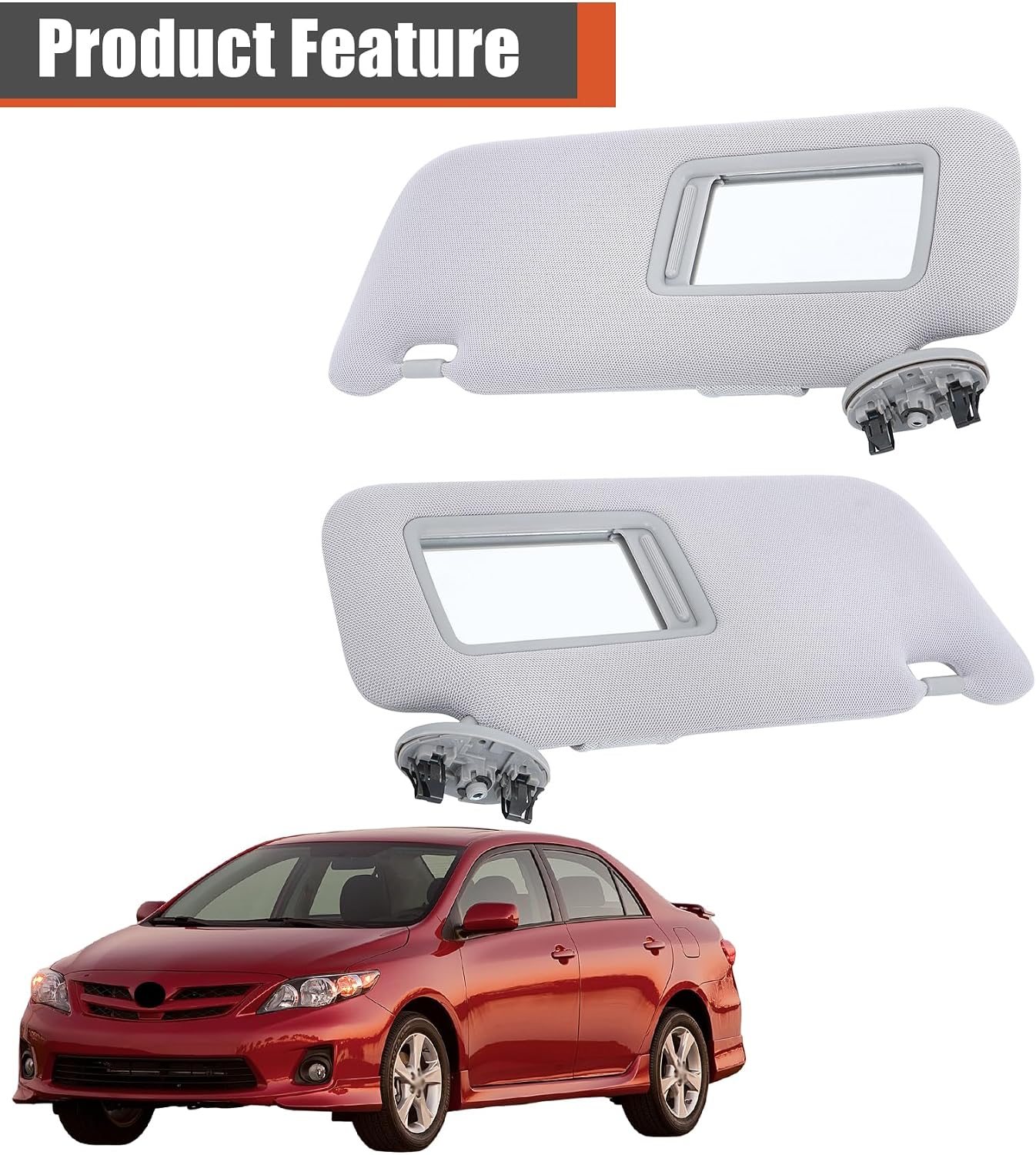 labwork Gray Sun Visor Driver and Passenger Side with Mirror Replacement for Corolla 2009-2013 Replacement for 74320-12E00-B0 74310-12L80-B0