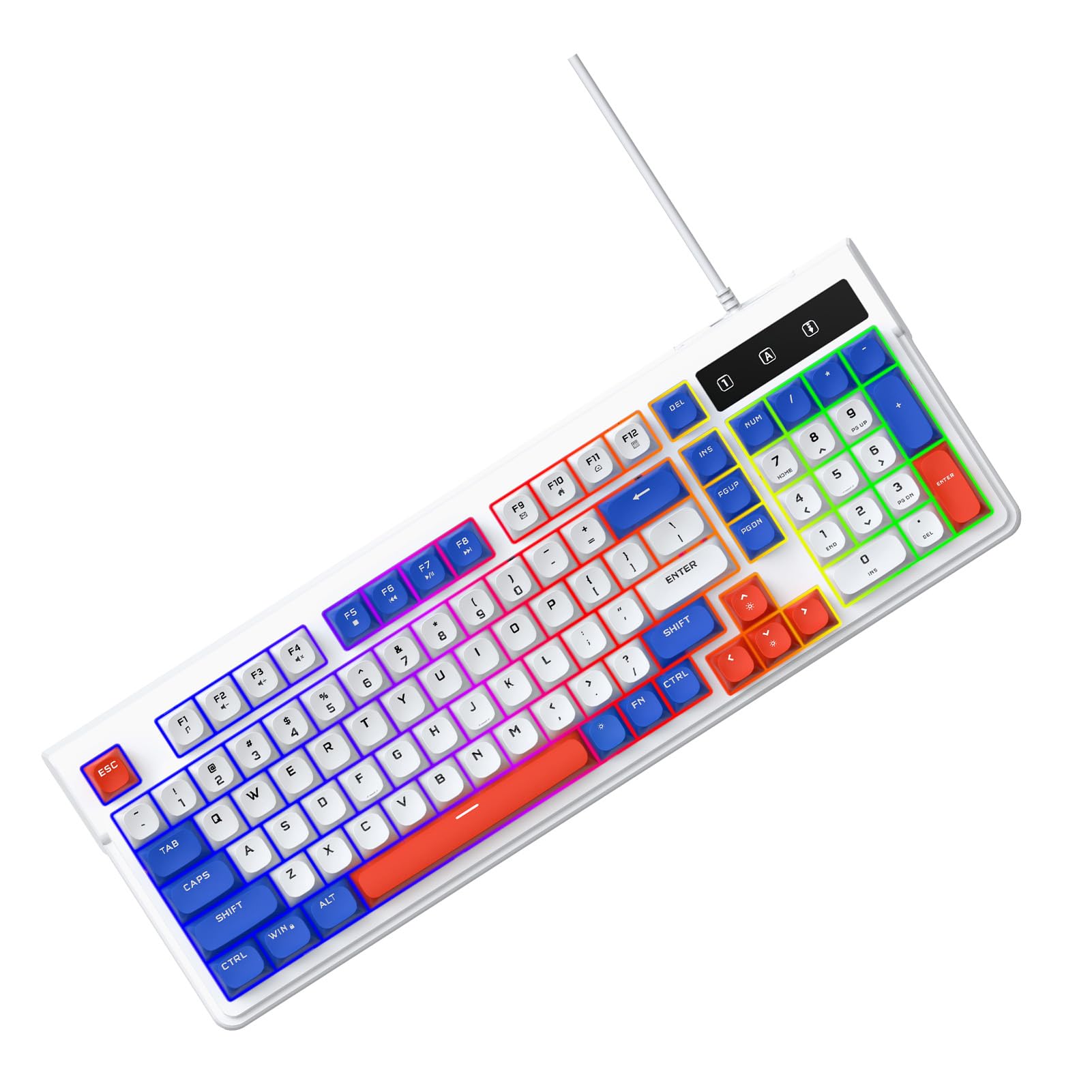Generic Podświetlana RGB Klawiatura do Gier i Mysz Combo Kompaktowy Układ Multimedialne Klawisze Skrótów dla 98SE/ME/2000/XP/Vista/7/10, Ciche Klawisze do Laptopa Komputer Stancjonarny (Niebieski