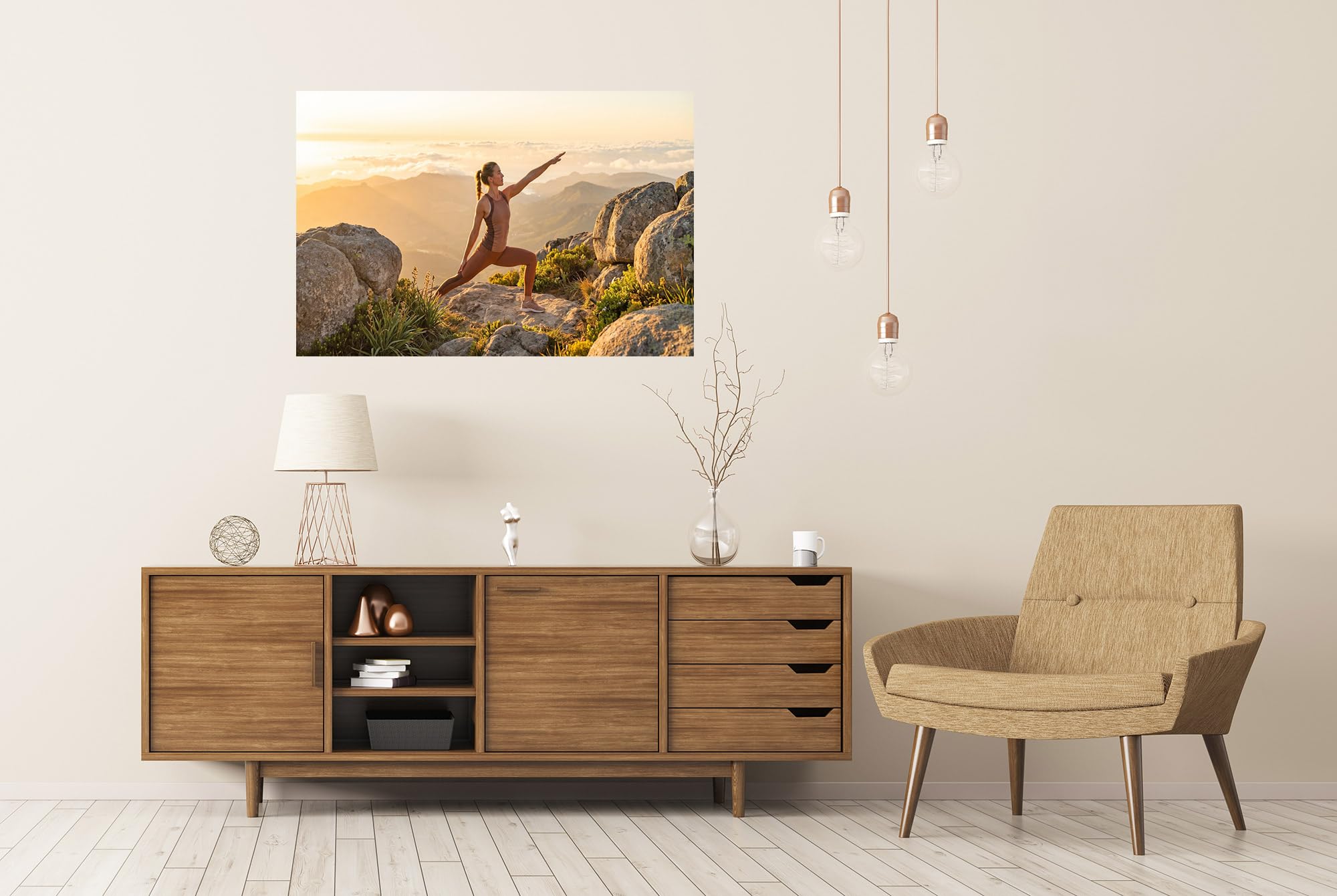 islandburner Póster premium inspirado en yoga al atardecer mural salón para amantes de la naturaleza - gran formato