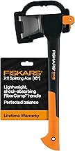 Fiskars X11 Splitting Axe Hatchet, 17" Tree Branch Cutter and Wood Axe for Small Logs with Shock-Absorbing Handle