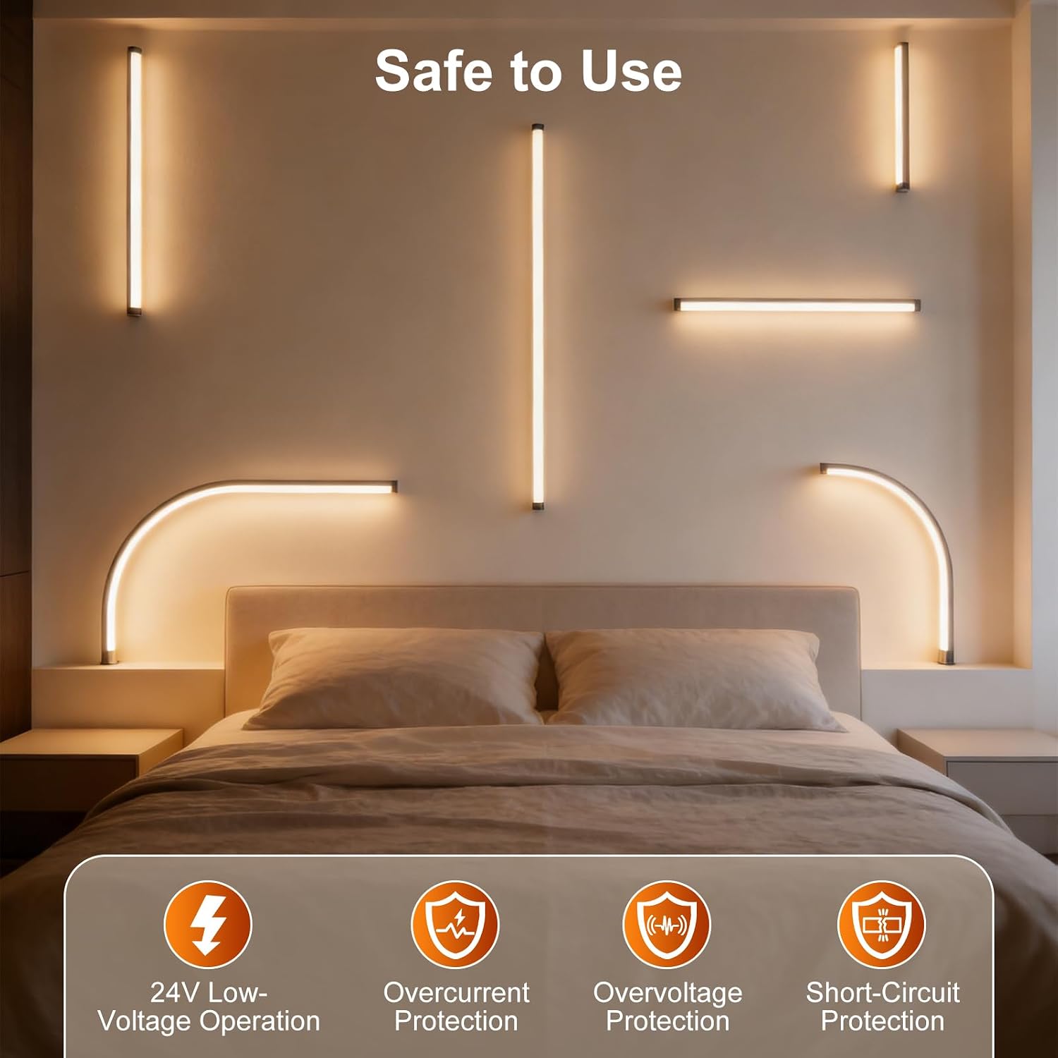 LED Recessed Lighting Kit for Slat Wall Panels, 6PCS Dimmable 3000K Warm White LED Strip Lights with Touch Switch, for Wood Acoustic Panels, Under Cabinet, Stairs, Headboards & Home Decor