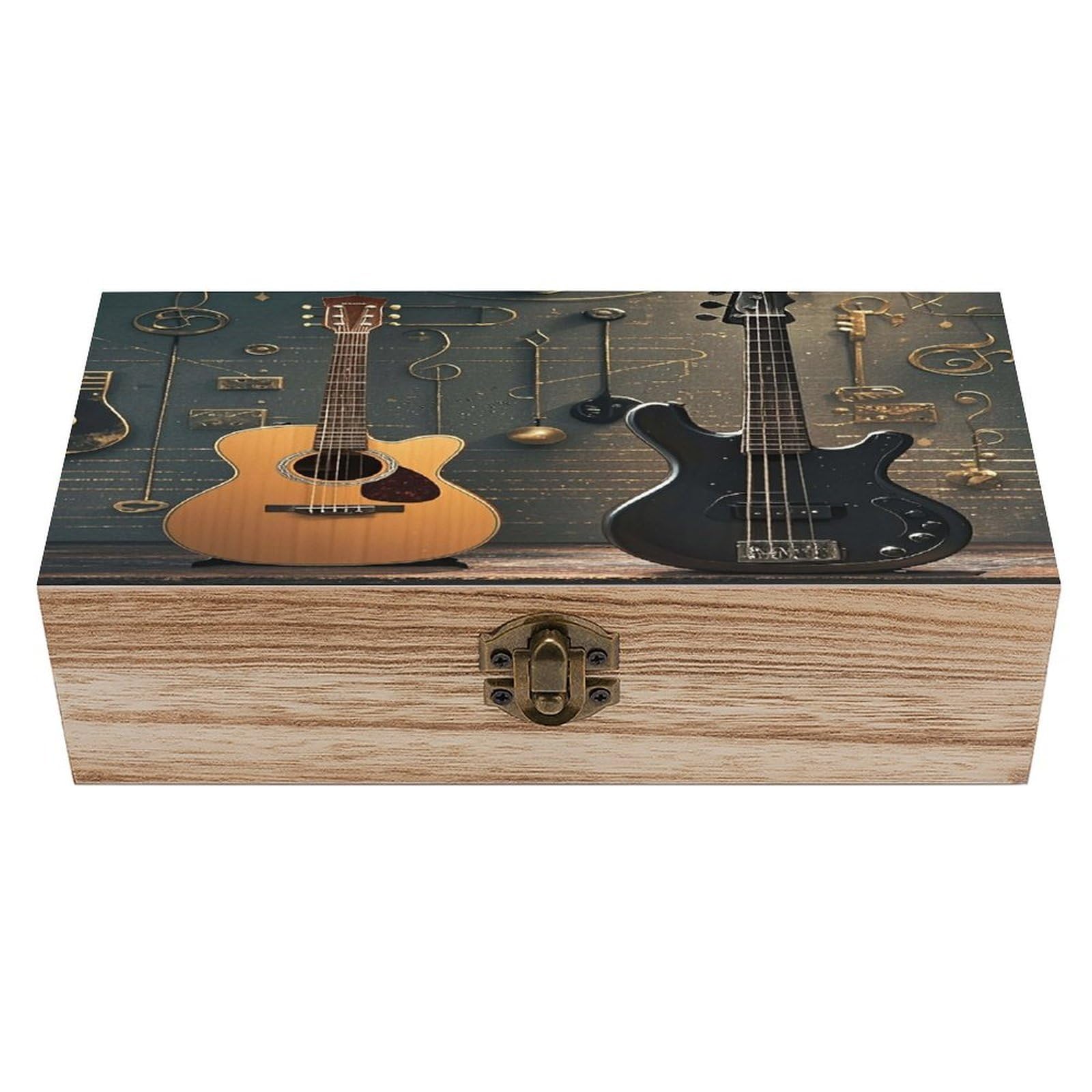 LZQPOEAS Musical Instruments Wooden Box Storage Space to Organize Jewelry in A Beautiful Small Storage Box Decorative Card Boxes Memory Treasure Boxes for Crafts And Photo Storage