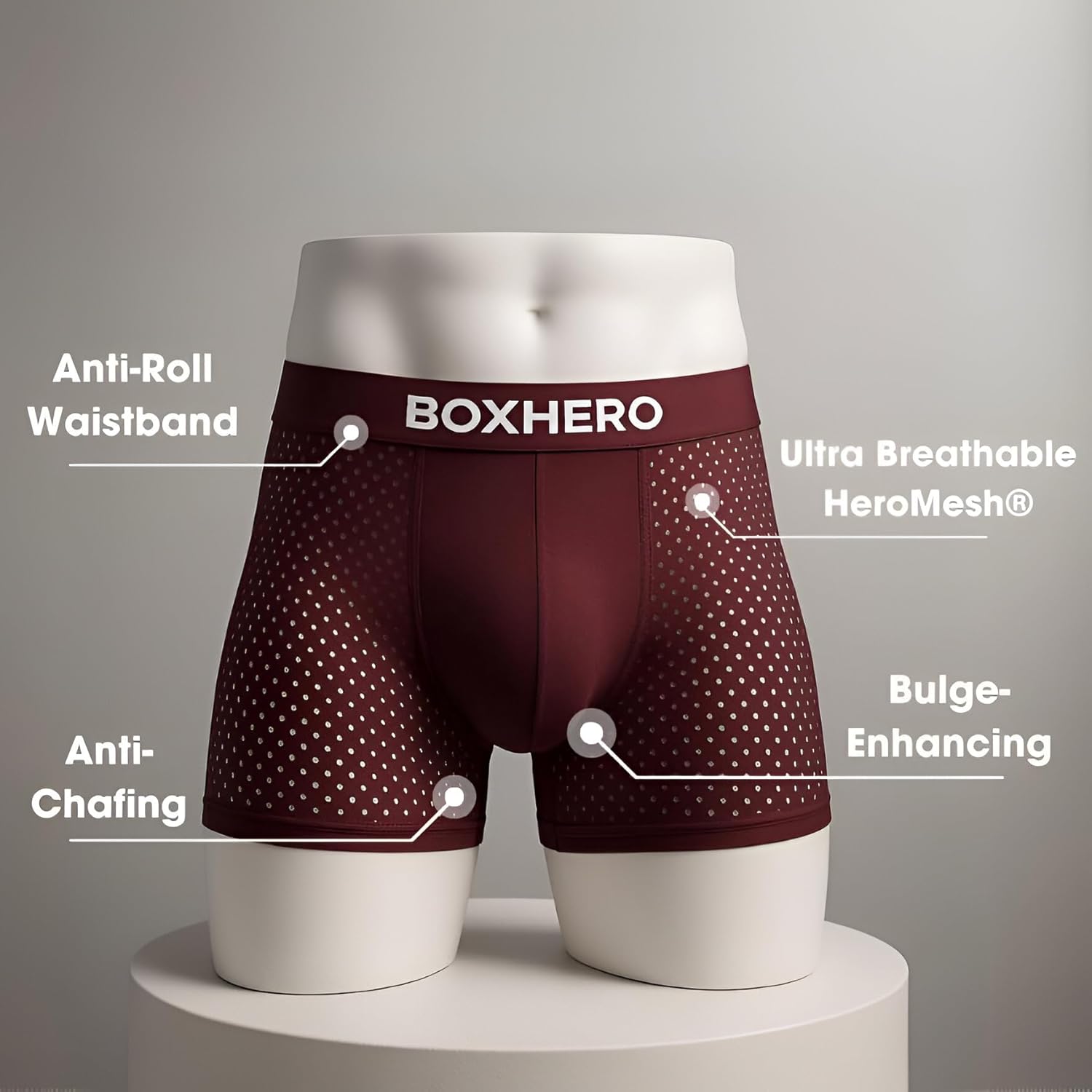 BOXHERO Ultra-Soft Boxer Briefs for Men – 10-Pack Breathable Men's Underwear – Anti-Chafing, Moisture-Wicking Boxers