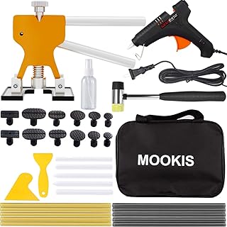 Mookis Dent Removal Kit, Paintless Dent Repair Kit 34PCS Dent Puller Kit with Golden Dent Lifter for Car Hail Damage Dent, Door Ding Remover