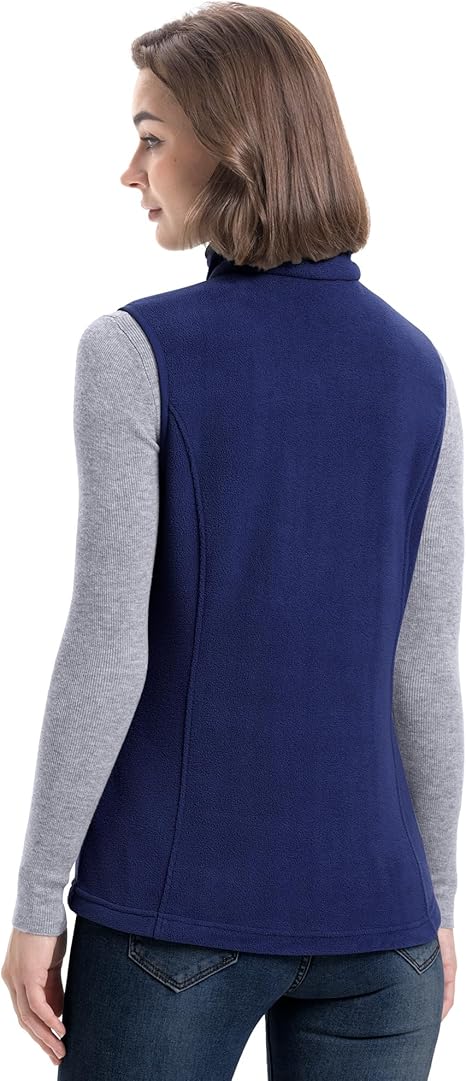 33,000ft Dames fleece vest jas opstaande kraag ultralicht outdoor vest tops met zakken ritssluiting giilet damesvest, blauw, 42