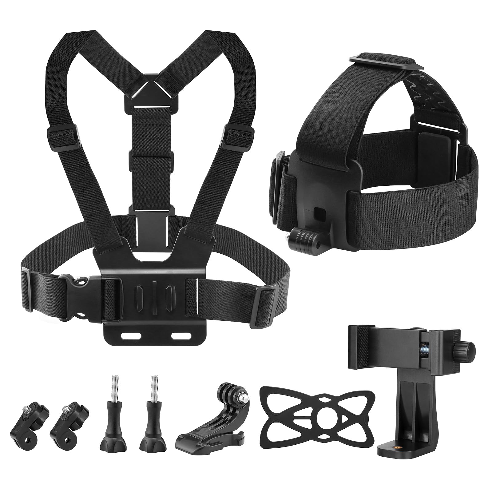 Chest Harness Head Strap Cell Phone Clip Kit for POV, VLOG, Compatible for iPhone, Samaung, GoPro Hero, Insta360, AKASO, DJI Osmo, SJCAM and other Action Cameras-image-3