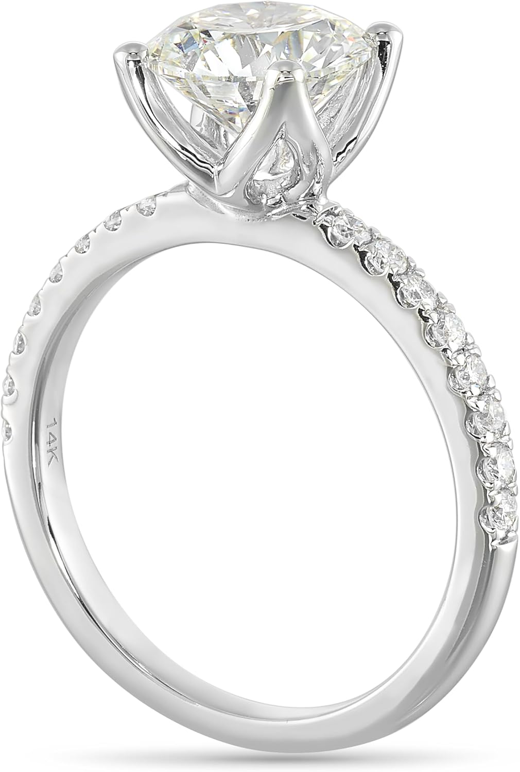 IGI Certified 1 1/4 to 3 1/3 Carat Lab Grown Diamond Engagement Ring for Women I 14k White Gold Ring for Her Side Stones (G-H VS1-VS2 cttw) Wedding Promise Anniversary Ring Size 6 to 8 - Image 3