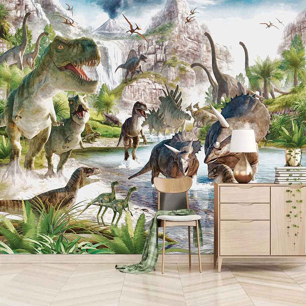 Papier peint auto-adhésif dinosaure 3D vert pour masquer les imperfections d'un grand mur