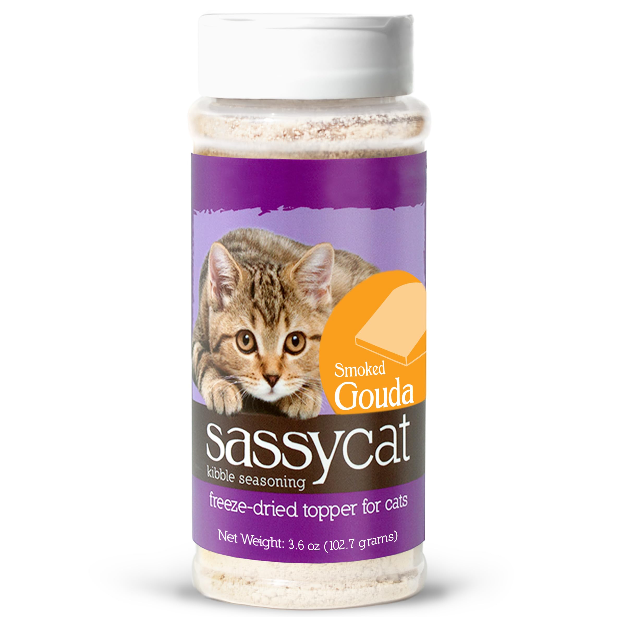 Herbsmith Sassy Cat Kibble Seasoning – Freeze Dried Smoked Gouda – Gourmet Food Topper for Picky Eaters – 100% Human-Grade Cheese for Cats - 3.6 oz