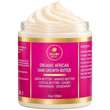 Chebe Hair Growth and Thickening Butter - Ayurvedic Deep Conditioner with Shea, Cocoa, Mango Butter, Fenugreek, and Rosemary for All Hair Types, 8 oz