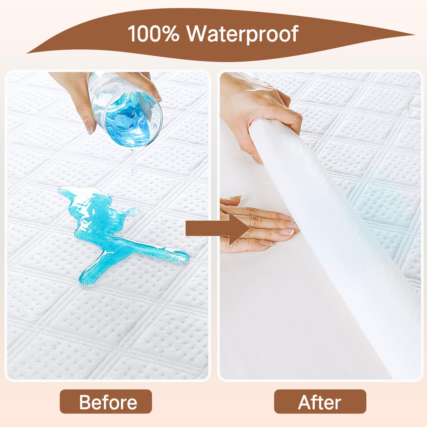 Waterproof Cot Bed Mattress Protector 70 x 140 cm, Soft & Noiseless Fitted Mattress Cover with Bamboo Viscose Fabric - Image 2