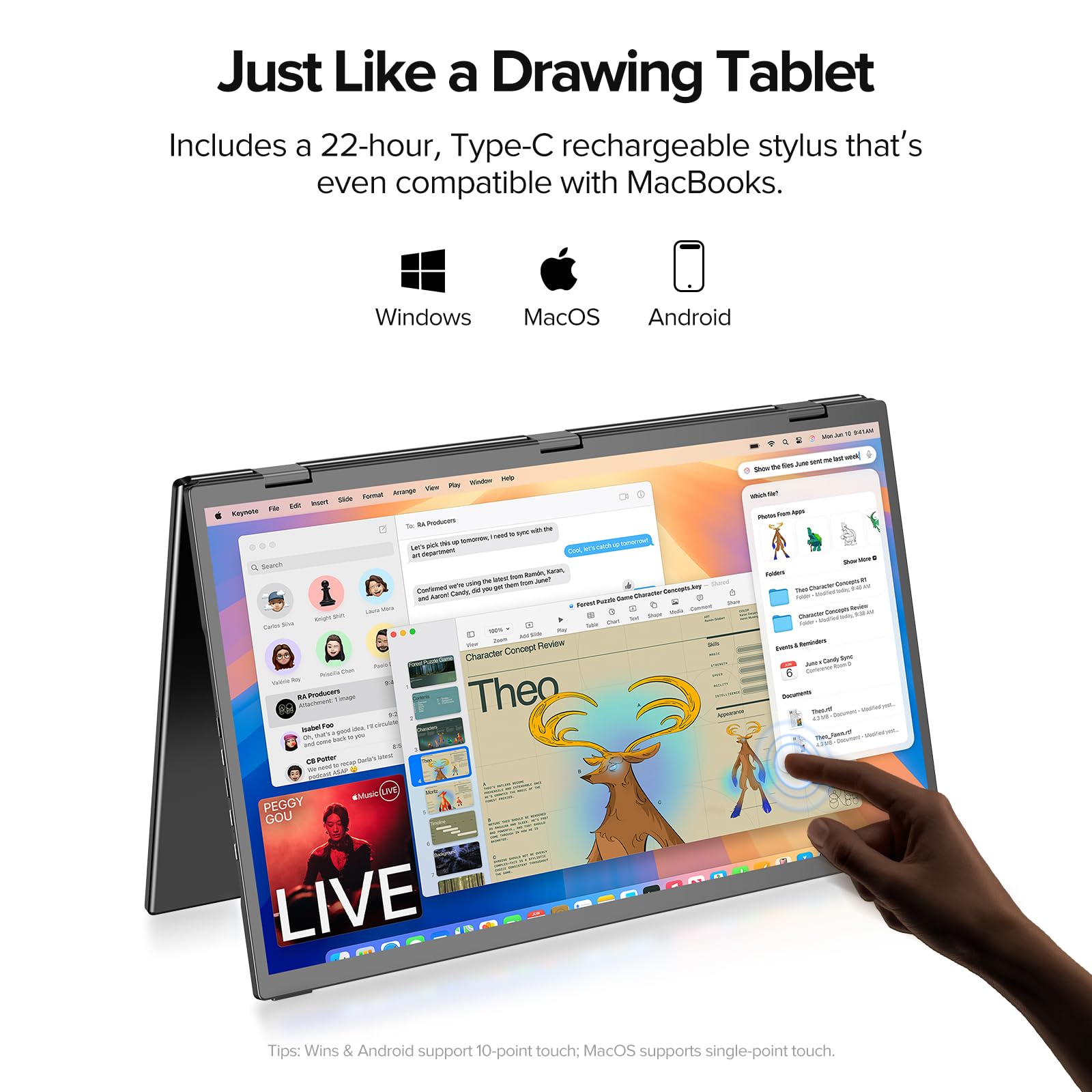 UPERFECT Delta 18,5" 100Hz Ekran Dotykowy Podwójny Przenośny Monitor, Przedłużacz Ekranu Laptopa, Potrójny Składany Monitor Kompatybilny z VESA, Komputerami, Telefonami i Konsolami do Gier