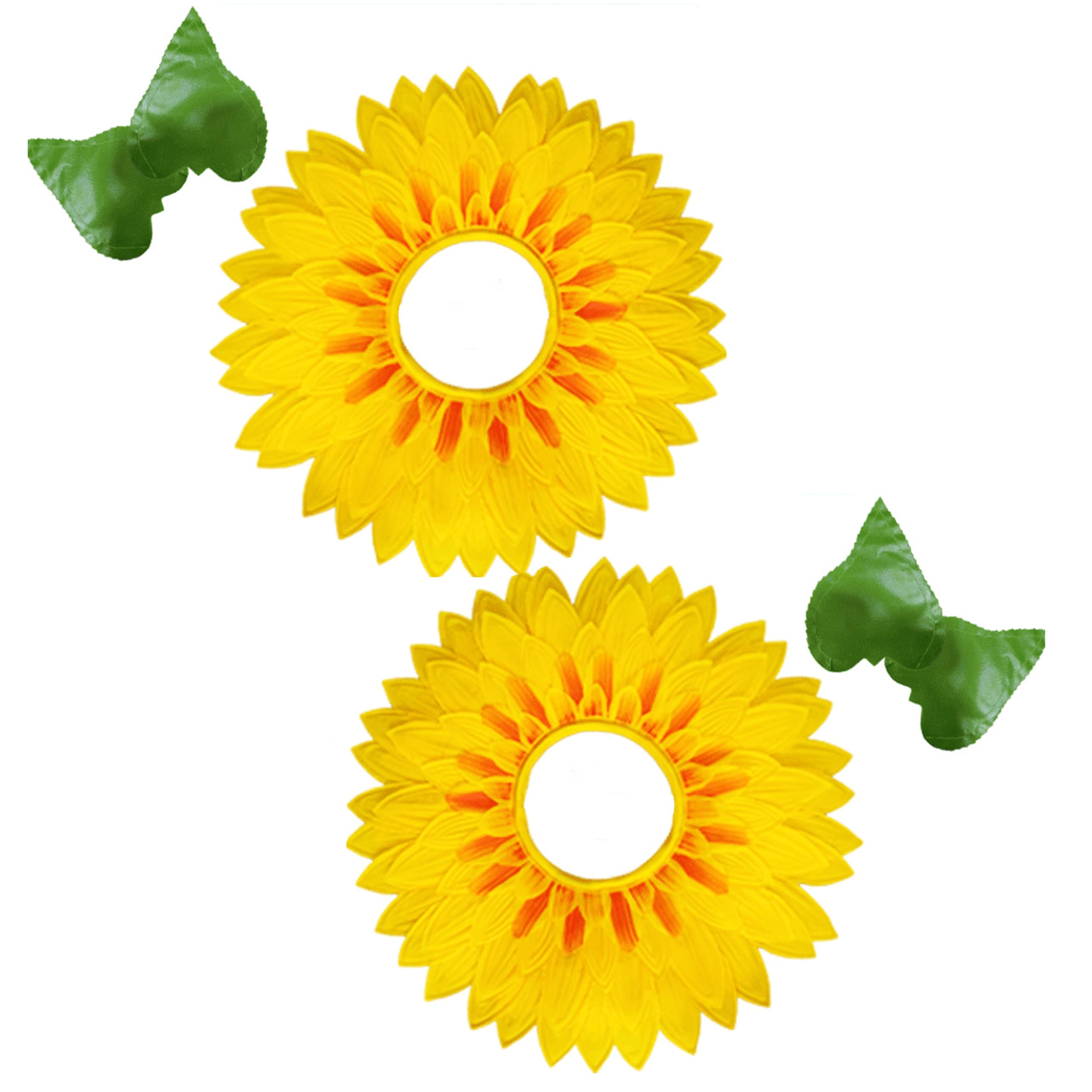 Guijinhao 2 Sunflower Headgear, 2 Pair Of Green Leaf Gloves, Interesting Floral Performance Props, Creative Personality Headgear, Performance Stage Accessories Carnivals and Stage Performances (C73-4)
