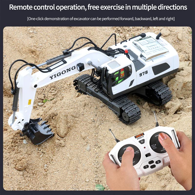 1:20 Jouet Tombereau télécommandé, 2,4GHz RC entièrement Fonctionnel Rechargeable par USB 9 canaux avec lumière et Son, Cadeau d'anniversaire pour garçons et Filles
